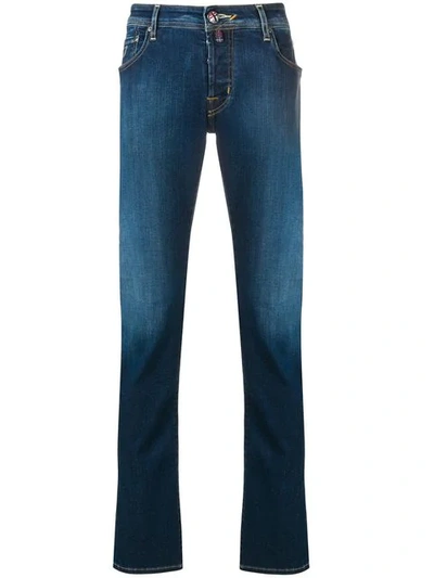 Jacob Cohen Stonewashed Straight-leg Jeans In Blue
