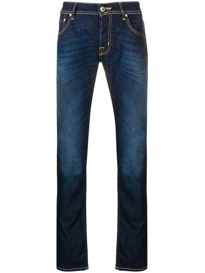 Jacob Cohen Stonewashed Straight-leg Jeans In Blue