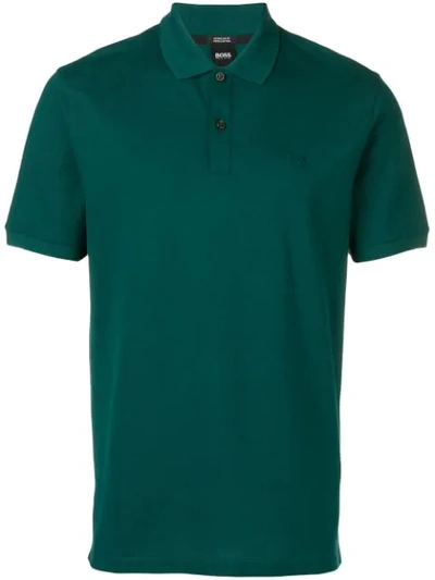 Hugo Boss Embroidered Logo Polo Shirt In Green