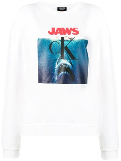 Calvin Klein 205w39nyc 'jaws' Print Sweatshirt In White