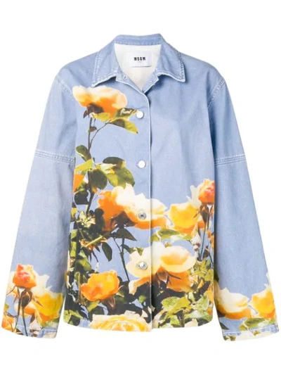 Msgm Oversized Printed Denim Jacket