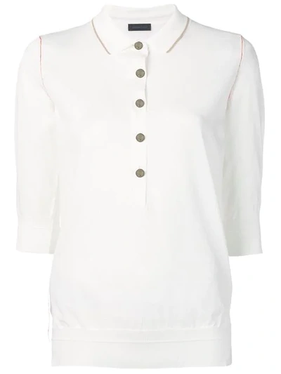 Eudon Choi 3/4 Sleeves Polo Shirt In White