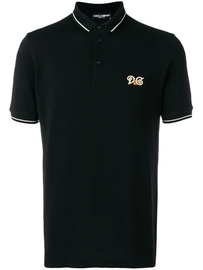 Dolce & Gabbana Logo Short-sleeve Polo Shirt In Black