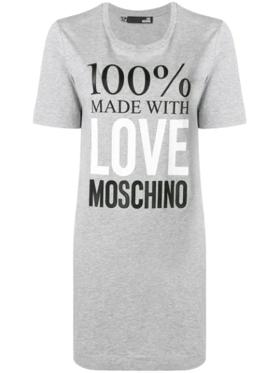 Love Moschino Logo T-shirt Dress In Grey