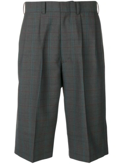 Junya Watanabe Mid-rise Tailored Check Wool Shorts In Green