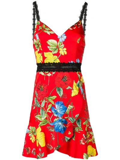 Alice And Olivia Alice+olivia Floral Print Short Dress - Red