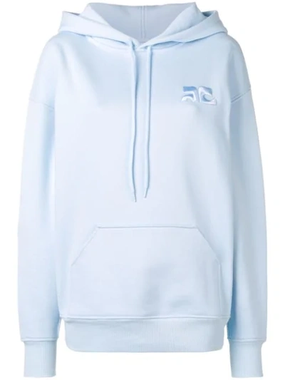 Courrèges Embroidered Logo Hoodie - Blue