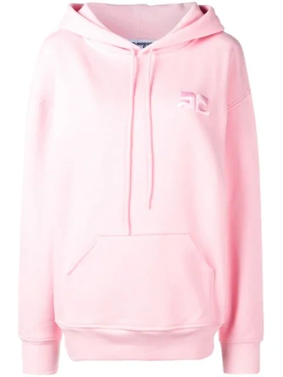Courrèges Embroidered Logo Hoodie In Pink