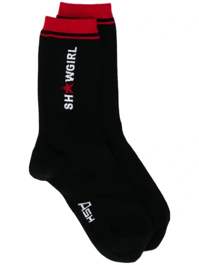 Ash Logo Print Socks - Black