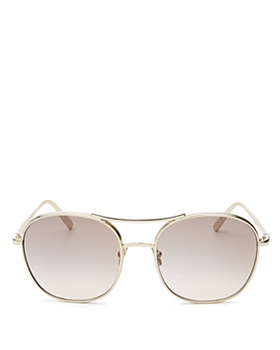 Chloé Nola Round Aviator Sunglasses, 54mm In Gold/brown Peach Mirror