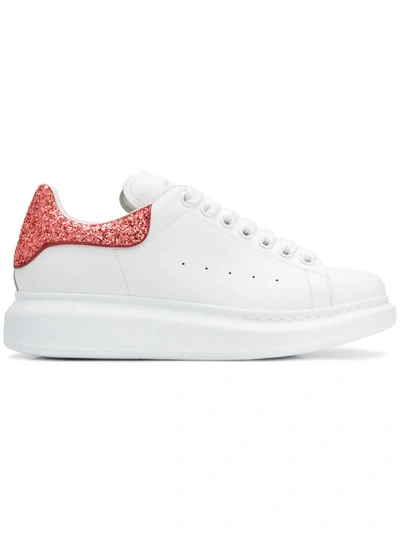 Alexander Mcqueen White & Red Glitter Oversized Sneakers