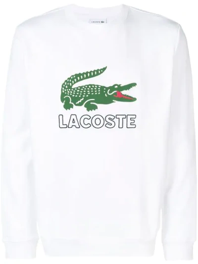 Lacoste Logo Print Sweatshirt In White