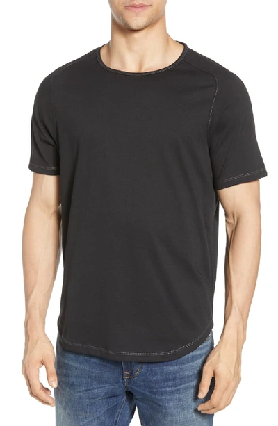 John Varvatos Connor Performance Contrast-stitched Tee In Black
