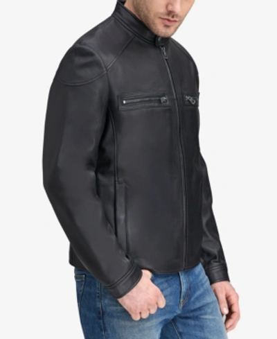 Andrew Marc Wendell Leather Racer Jacket In Black