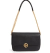 Tory Burch Chelsea Leather Convertible Shoulder Bag In Black