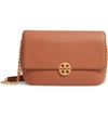 Tory Burch Chelsea Leather Convertible Shoulder Bag In Classic Tan