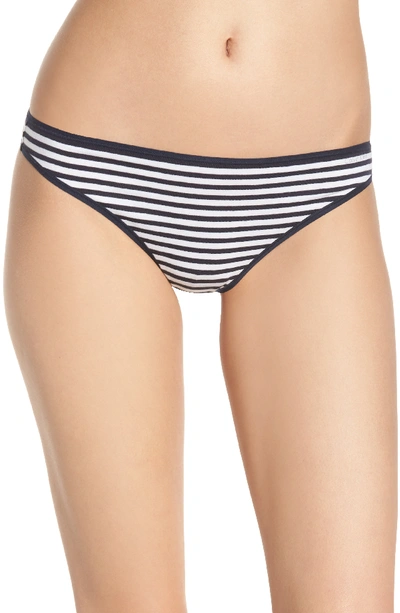 Calvin Klein Form Cotton Thong In Marching Stripes/ Shoreline
