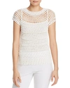 Theory Open Crochet Top In Ivory