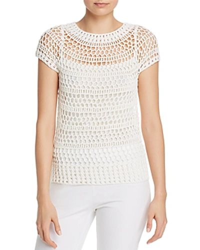 Theory Open Crochet Top In Ivory