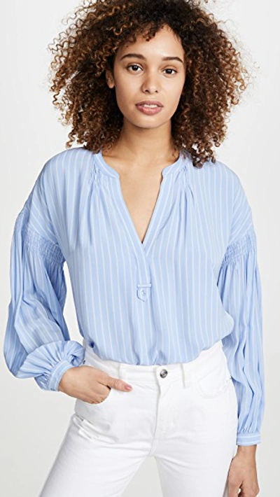 Joie Azabeth Striped Popover Top In Sunset Blue