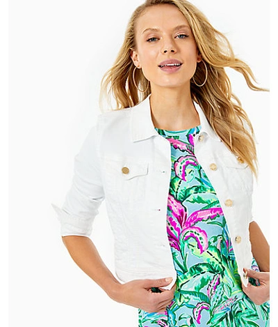 Lilly Pulitzer Seaspray Denim Jacket In Resort White