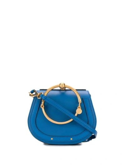 Chloé Chloe Small Nile Calfskin & Suede Bracelet Bag In Blue