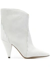 Isabel Marant Leider Suede And Lizard-effect Leather Ankle Boots In White