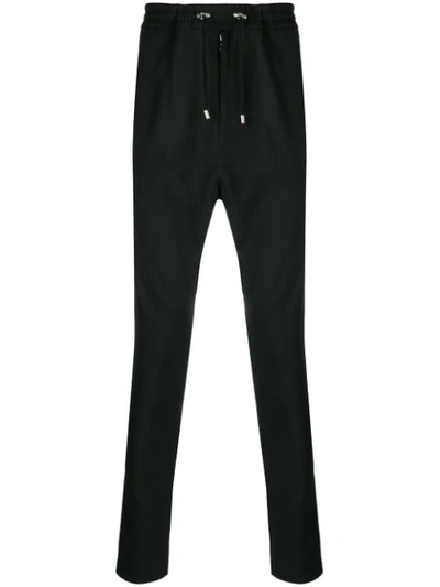 Balmain Stretch-wool Slim-leg Sweatpants In Black