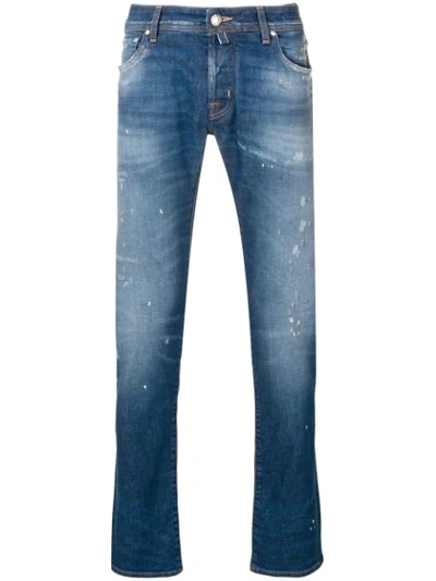 Jacob Cohen Stonewashed Straight-leg Jeans In Blue