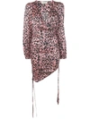 Laneus Leopard Print Gathered Mini Dress In Pink