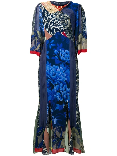 Etro Patchwork Print Dress - Blau In Blue