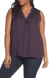 Vince Camuto V-neck Rumple Blouse In Gilded Plum