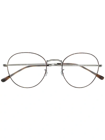 Ray Ban Round Frame Glasses In Brown