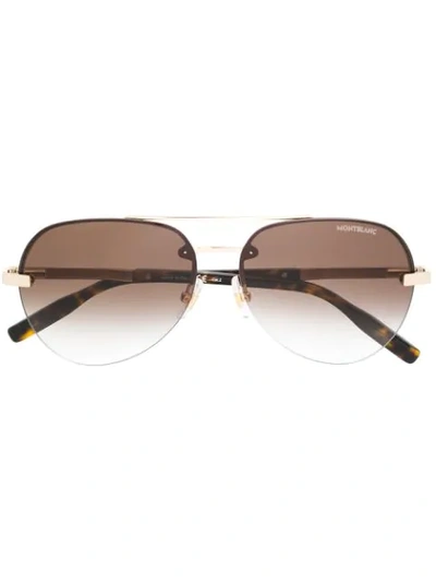 Montblanc Aviator Sunglasses In Brown