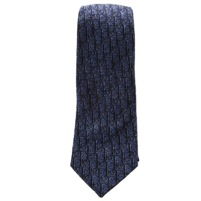 Dior Homme All Over Logo Tie In Blue