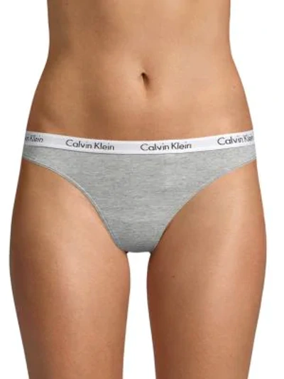 Calvin Klein 3-pack Cotton Blend Thongs In Grey