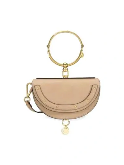 Chloé Nile Half Moon Leather Minaudière In Biscotti Beige