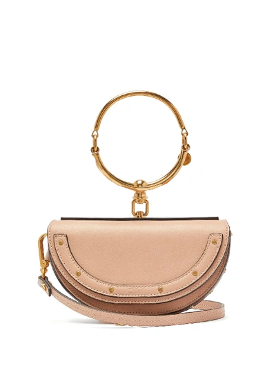 Chloé Nile Bracelet Mini Textured-leather Shoulder Bag In Beige