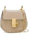Chloé Drew Small Suede And Leather Cross-body Bag In Motty Grey