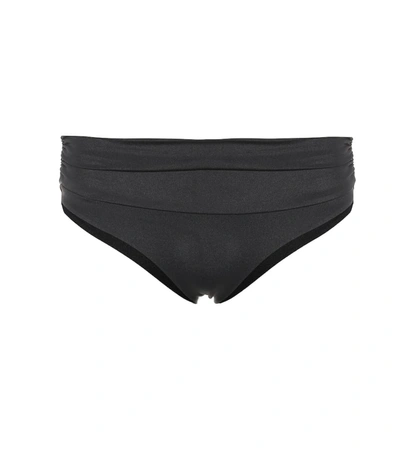 Melissa Odabash Bel Air Ruched Mid-rise Bikini Briefs In Black Ribbed