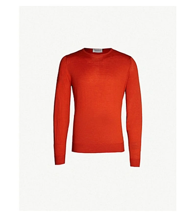 John Smedley Lundy Wool Jumper In Orange