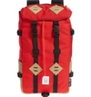 Topo Designs 'klettersack' Backpack - Red In Red/khaki Leather