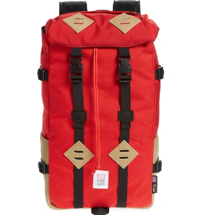 Topo Designs 'klettersack' Backpack - Red In Red/khaki Leather