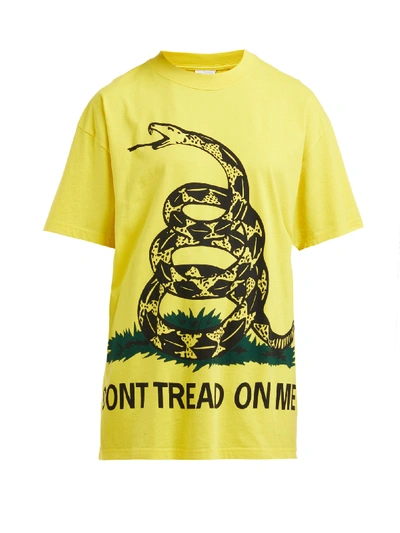 Vetements Snake-print Cotton T-shirt In Yellow
