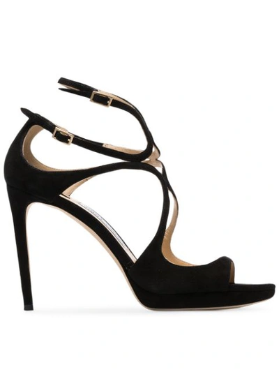 Jimmy Choo Lance 100 Suede Heeled Sandals In Black | ModeSens Jimmy Choo Lance 100 Suede Heeled Sandals In Black | ModeSens