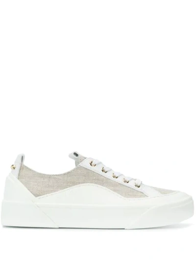 Jimmy Choo Choo V.b.c Lace Up/f Natural Linen Lace Up Trainers In White