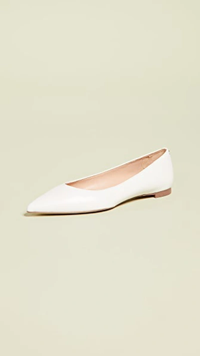 Sam Edelman Women's Sally Pointed Toe Suede Flats In Bright White Nappa Leather