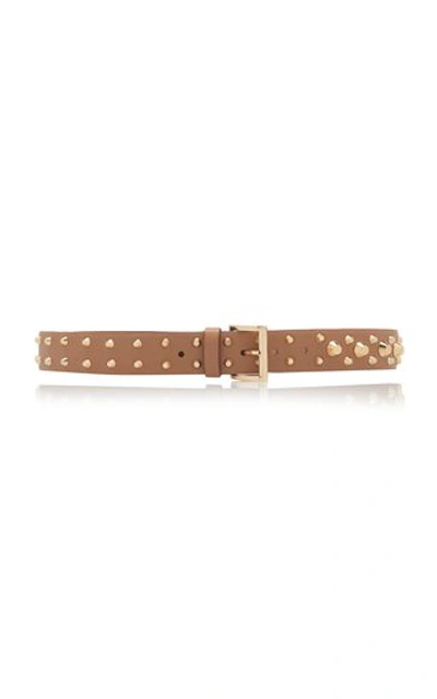 Prada Studded Leather Belt In Brown