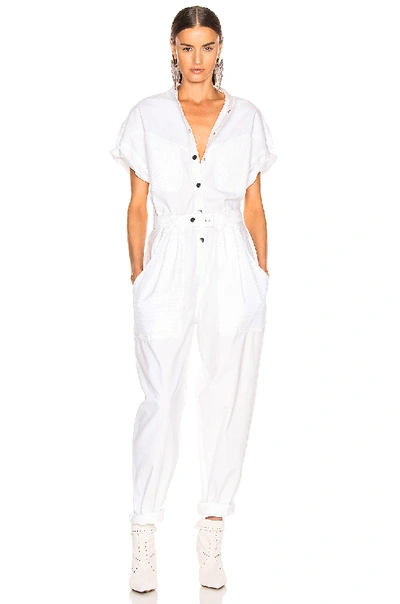 Isabel Marant Tundra Contrast-pocket Denim Jumpsuit In White
