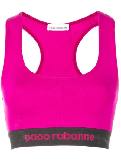 Paco Rabanne Logo-jacquard Racerback Sports Bra In Pink
